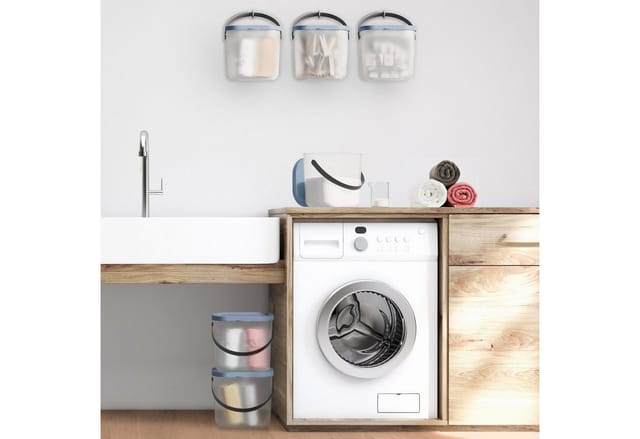 Waschmittelbehälter Albula 6 l blau transparent Waschmittelbox - Rotho