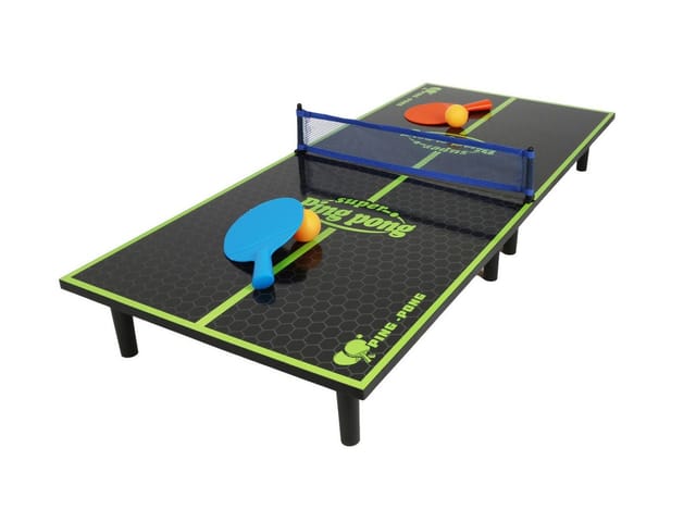 Buri - Mini Tischtennisplatte 90x40cm Tischtennis Pingpong Spielfeld Indoor Spielplatte Minitennis Netz Schläger Tennisball