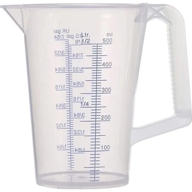 Messbecher 0,5 l blau bedruckte Skala Polypropylen