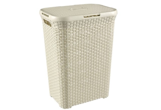 Curver - Wäschebox natural Style, aus Kunststoff, 45 x 34 x 61 cm, 60L, Creme