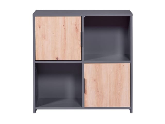 Inter Link - Pepeto Regal 2 Türen, 2 Ablagen grau, Artisan Eiche dekor.