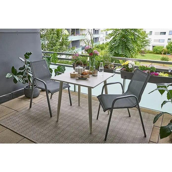 Sunfun Balkonmöbel-Set Solo/Gastro (3 -tlg., Sintered Stone, Night-Grey/Light-Greige)
