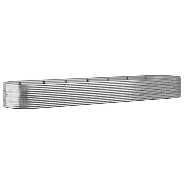 Hochbeet Pulverbeschichteter Stahl 584x140x68 cm Silbern Vidaxl