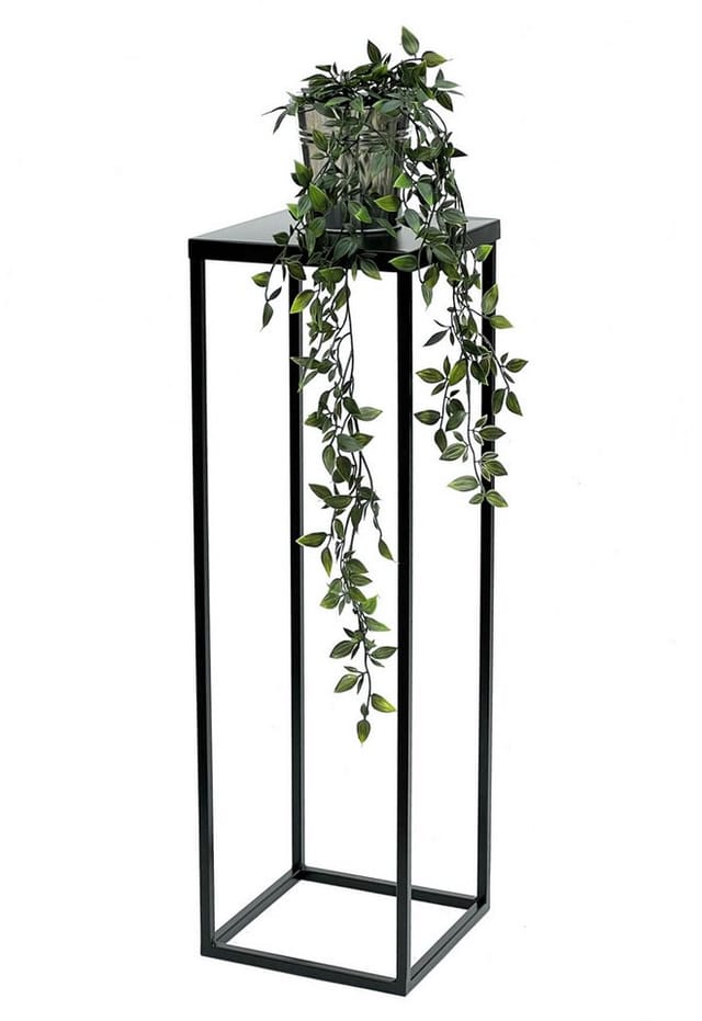 Dandibo - Blumenhocker Metall Schwarz 70 cm Eckig Blumenständer Beistelltisch FRA-005 Blumensäule Modern Pflanzenständer Pflanzenhocker