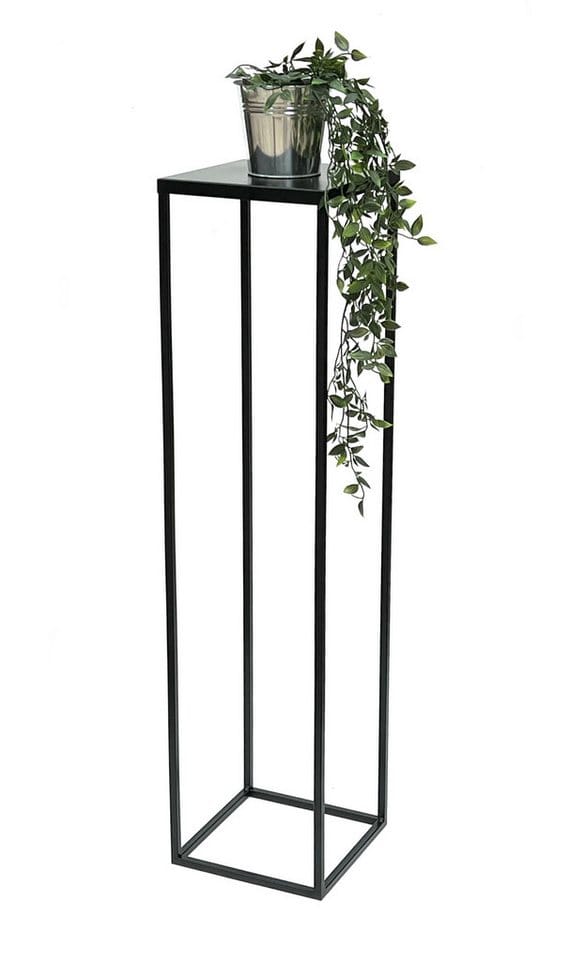 Blumenhocker Metall Schwarz 100 cm Eckig Blumenständer Beistelltisch FRA-006 Blumensäule Modern Pflanzenständer Pflanzenhocker - Dandibo