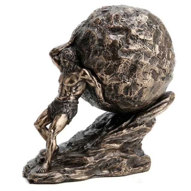 Signes Grimalt Person -Abbildungen Gott Sisyphus -Figur rollende Bronze 11x7x11cm 27362