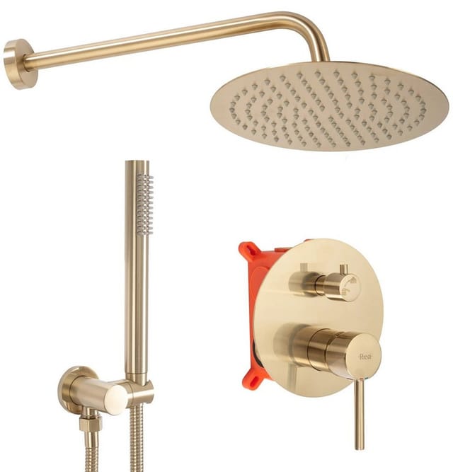 REA - unterputz duschset lungo gold matt + box