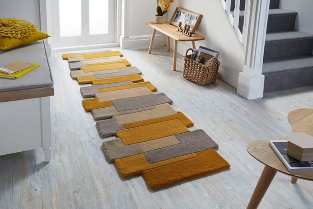 Flair Rugs Wollteppich Collage 60 cm x 230 cm Ocker
