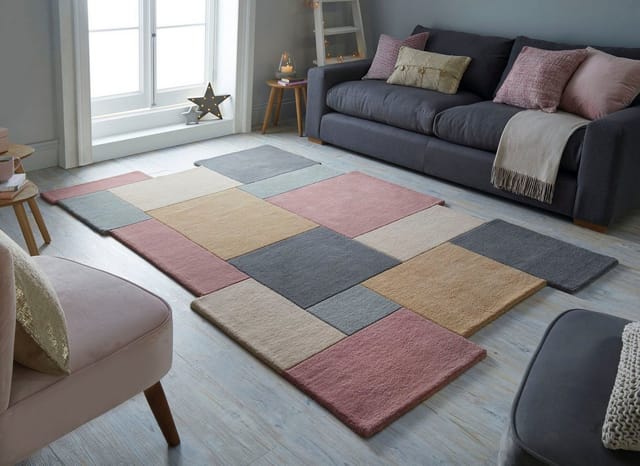 Flair Rugs Wollteppich Collage 150 cm x 240 cm Pastell