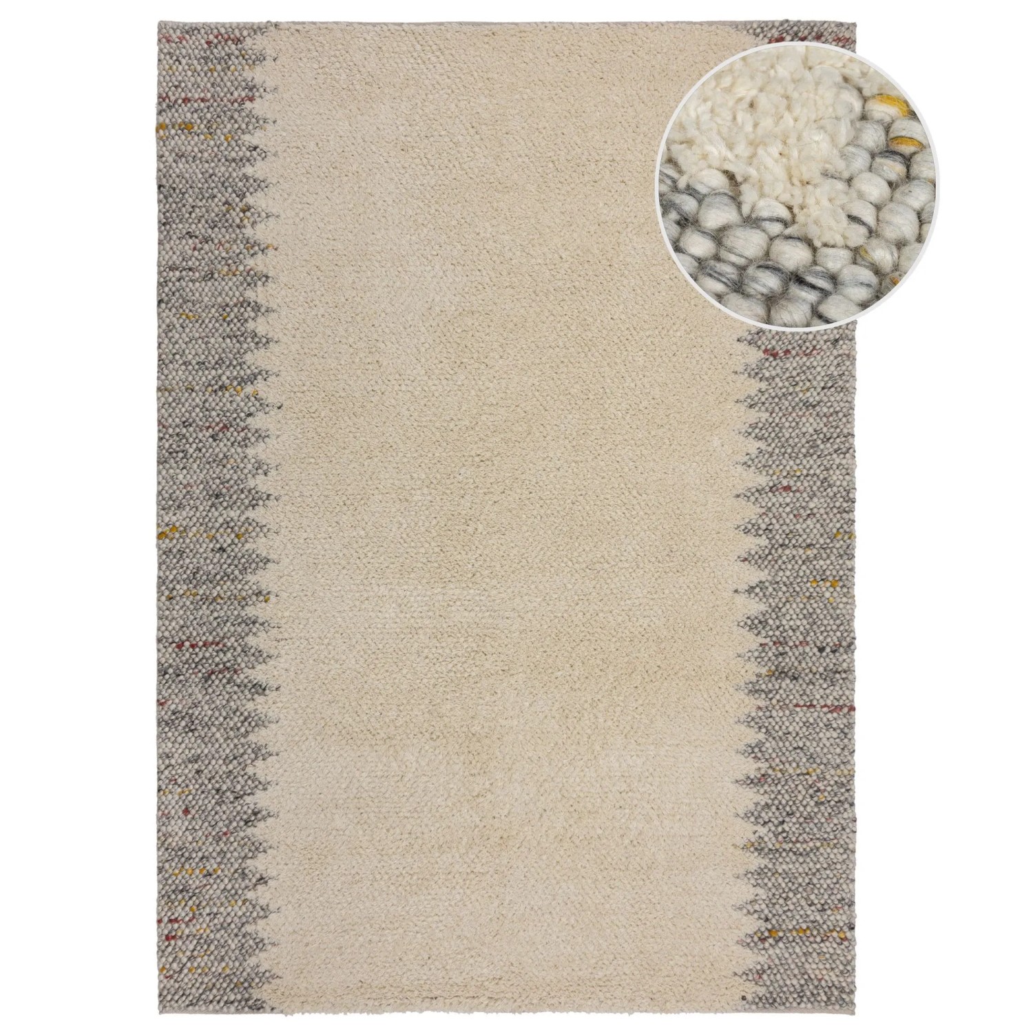 Flair Rugs Wollteppich Minerals Border 120 cm x 170 cm Mono