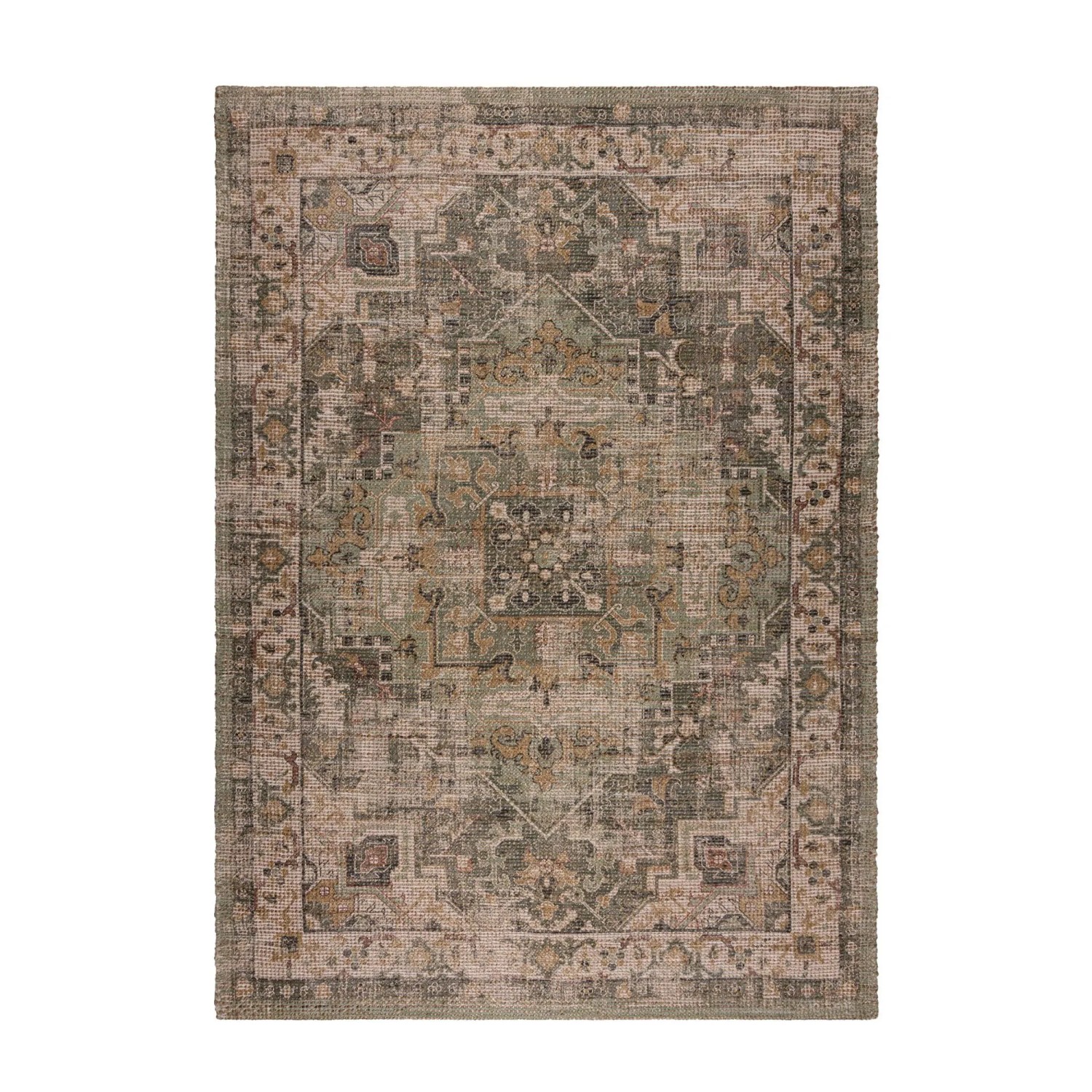 Flair Rugs Kurzflorteppich Selena Jute 200 cm x 290 cm Rosa-Grün