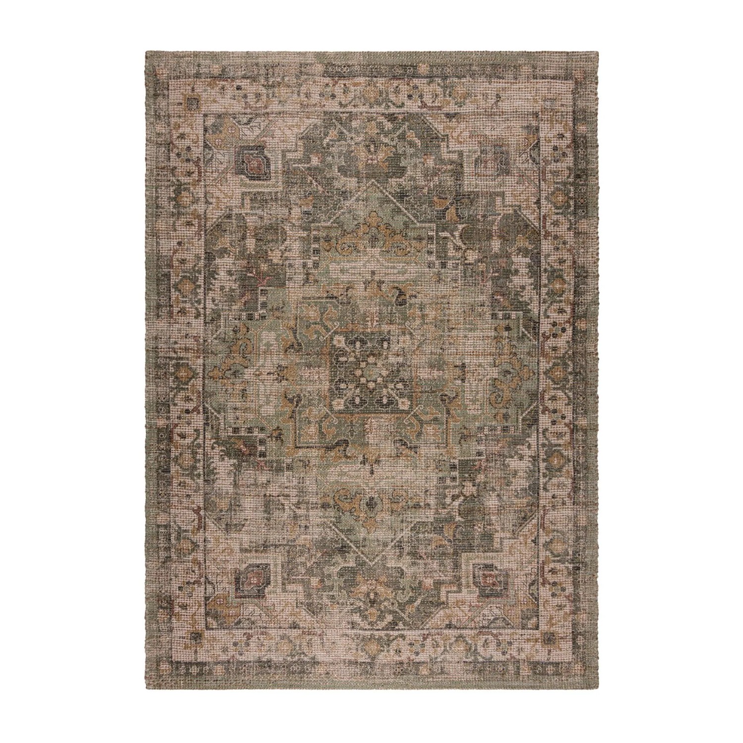 Flair Rugs Kurzflorteppich Selena Jute 160 cm x 230 cm Rosa-Grün