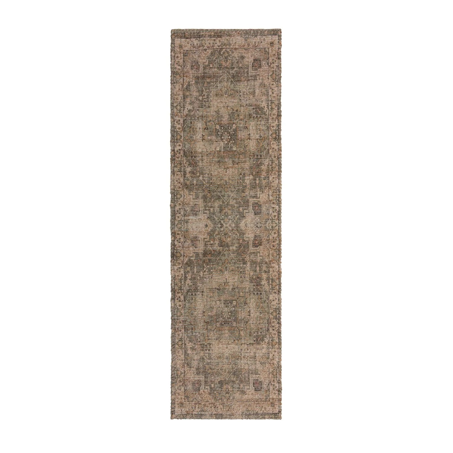 Flair Rugs Kurzflorteppich Selena Jute 60 cm x 230 cm Rosa-Grün