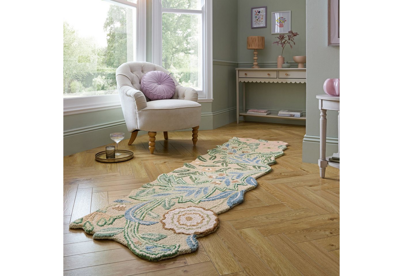 Flair Rugs Wollteppich Bryony Shaped Floral 60 cm x 230 cm Mehrfarbig Bild 3