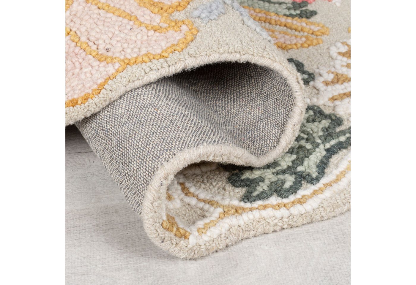 Flair Rugs Wollteppich Daphne Shaped Floral 120 cm x 170 cm Mehrfarbig Bild 3