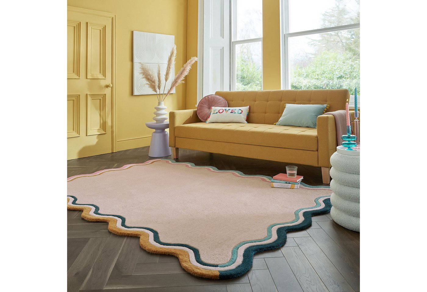 Flair Rugs Wollteppich Leo Border 160 cm x 230 cm Mehrfarbig Bild 2