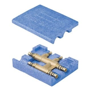 Mepla Kreuzungs-T-Stück mit Dämmbox, CW617N, d 26mm, d1 20mm, d2 26mm - Geberit