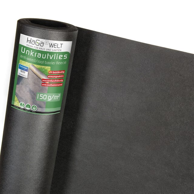 Haga - unkrautschutzvlies 150g/m² in 0,5m Br. (Meterware) Wurzelsperre Unkrautvlies