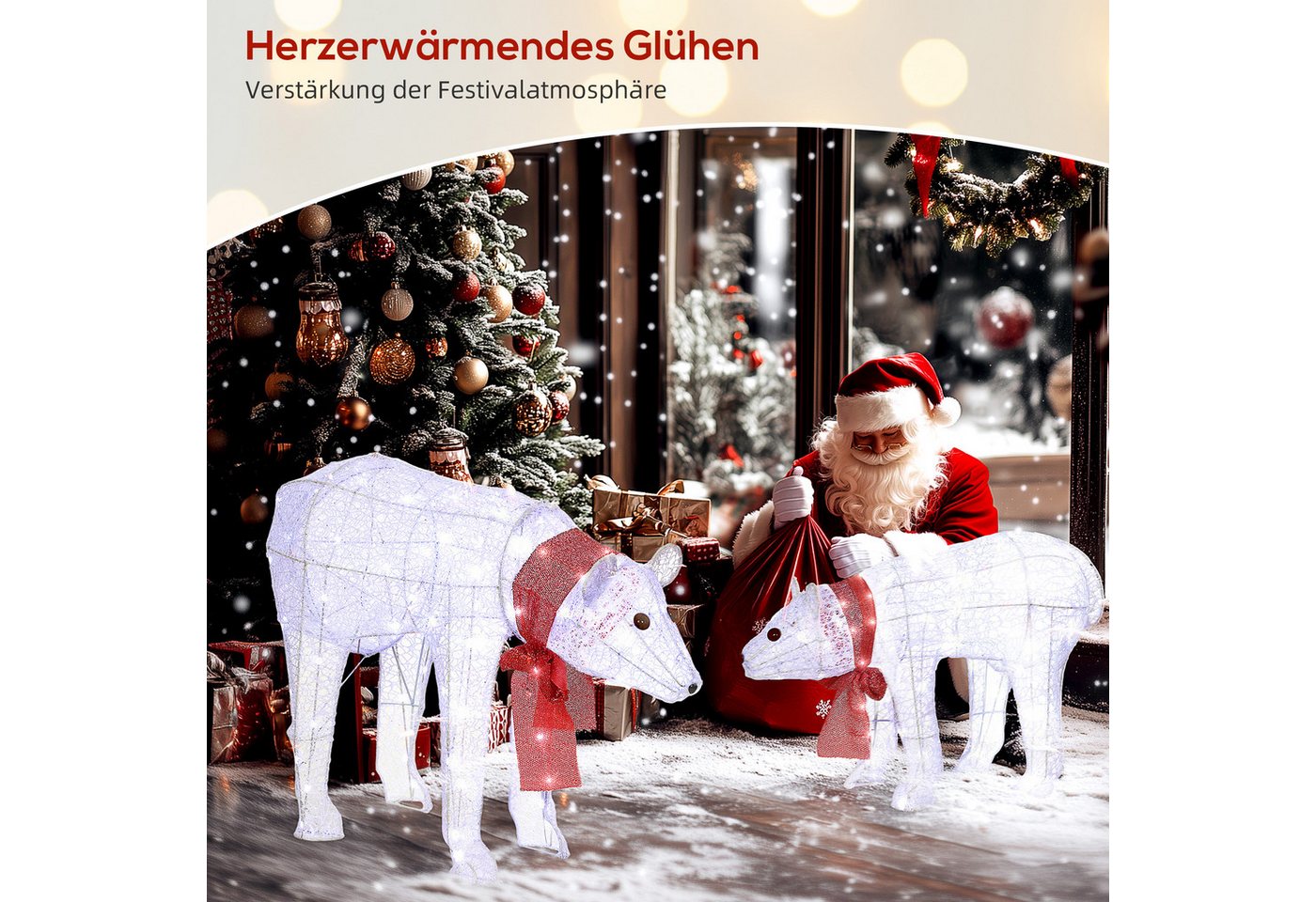 Outsunny Weihnachtsbeleuchtung Kunststoff Metall 80L x 30B x 60H cm Weiß