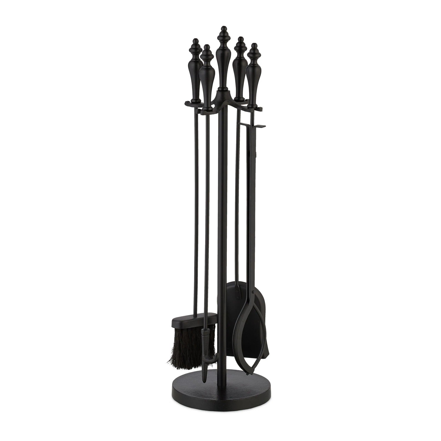 Relaxdays Kaminbesteck Metall Schwarz 5-teilig 77 cm x 20,5 cm 4,5 kg