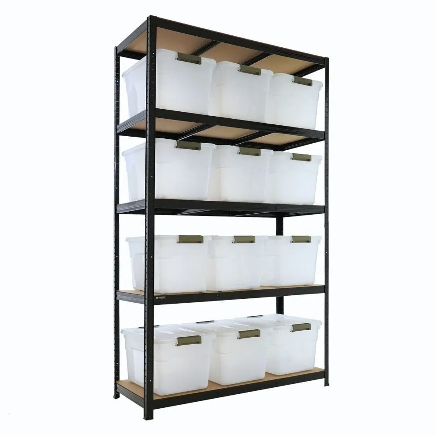 PROREGAL Schwerlastregal RAGNAR 200x120x50cm inkl. 12x Aufbewahrungsbox 45 Liter 5 MDF-Platten-Ebenen Fachlast 175kg Regal mit Boxen Aufbewahrung