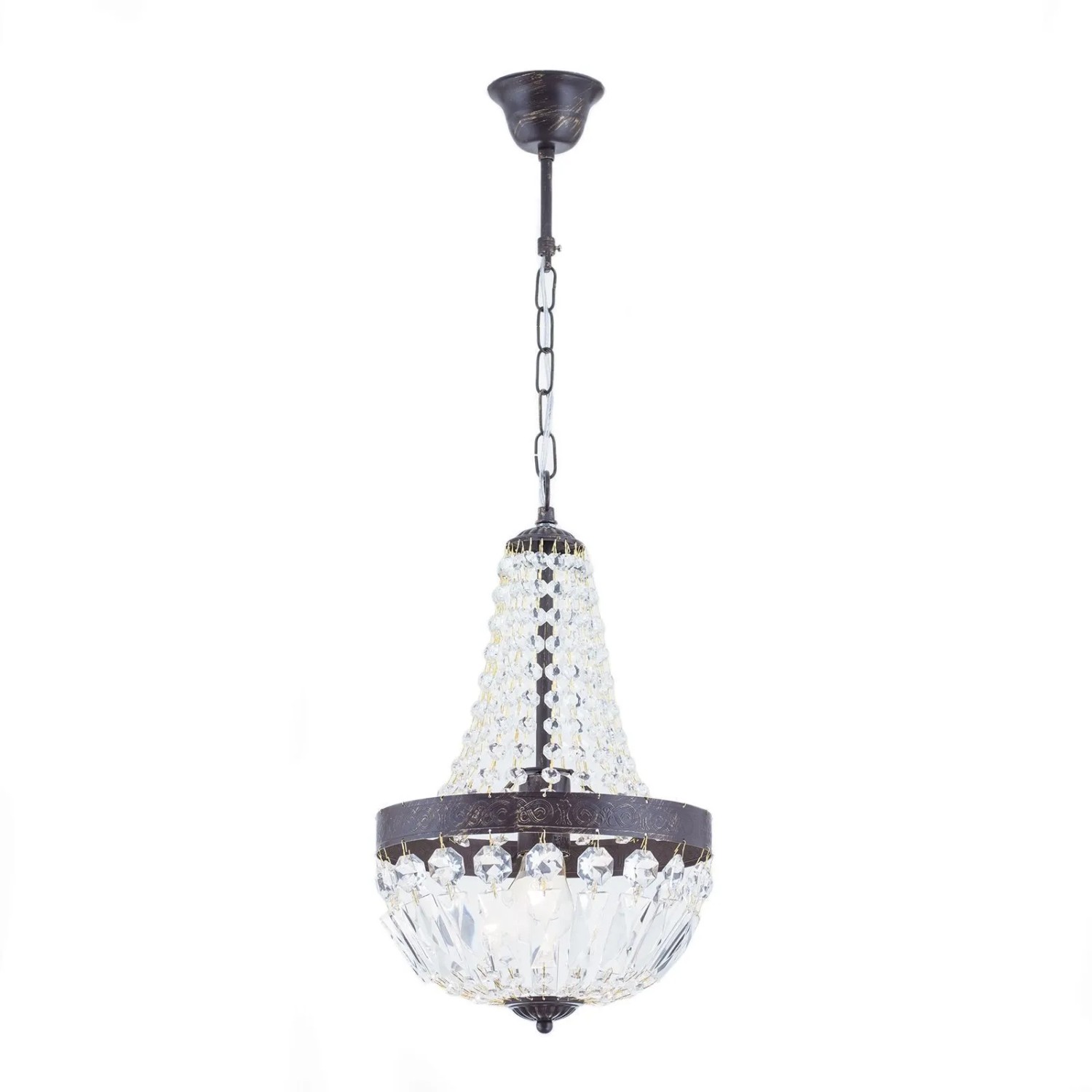 Orion Leuchten Kronleuchter ⌀ 25cm 1 x E27 Kristall Antik