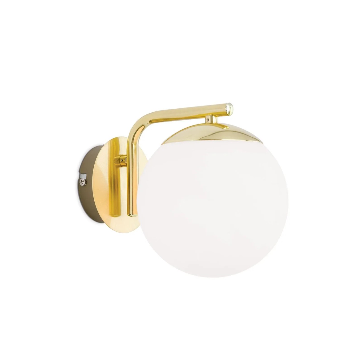 Orion Leuchten Wandleuchte Mit Kugel Lampenglas Opal Messing-Matt