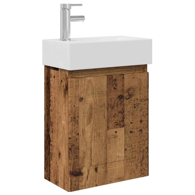 vidaXL Badezimmer Waschtischunterschrank mit Wasserhahn Altholz 889469