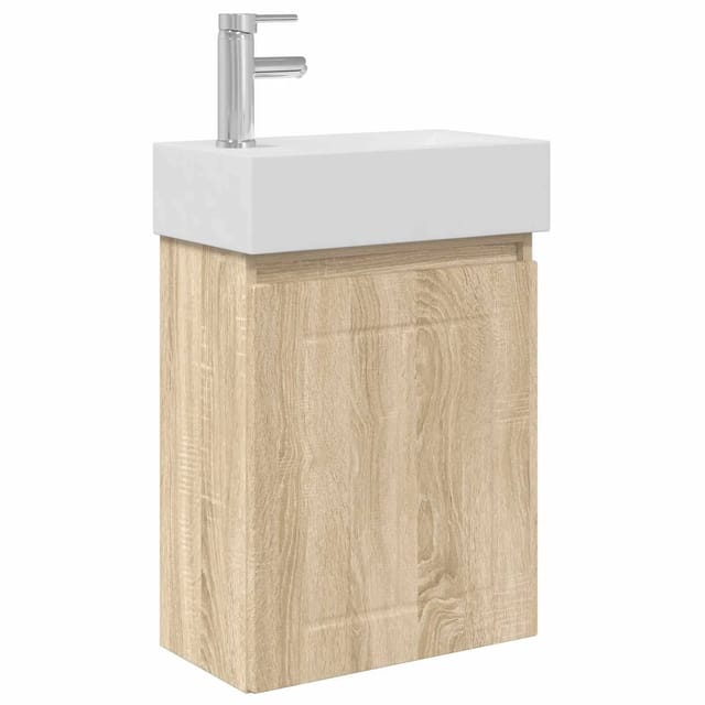 vidaXL Badezimmer Waschtischunterschrank mit Wasserhahn Sonoma-Eiche 889483