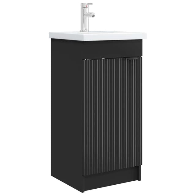vidaXL Badezimmerschrank mit Waschbecken Schwarz 42 x 40 x 84,5 cm 890085