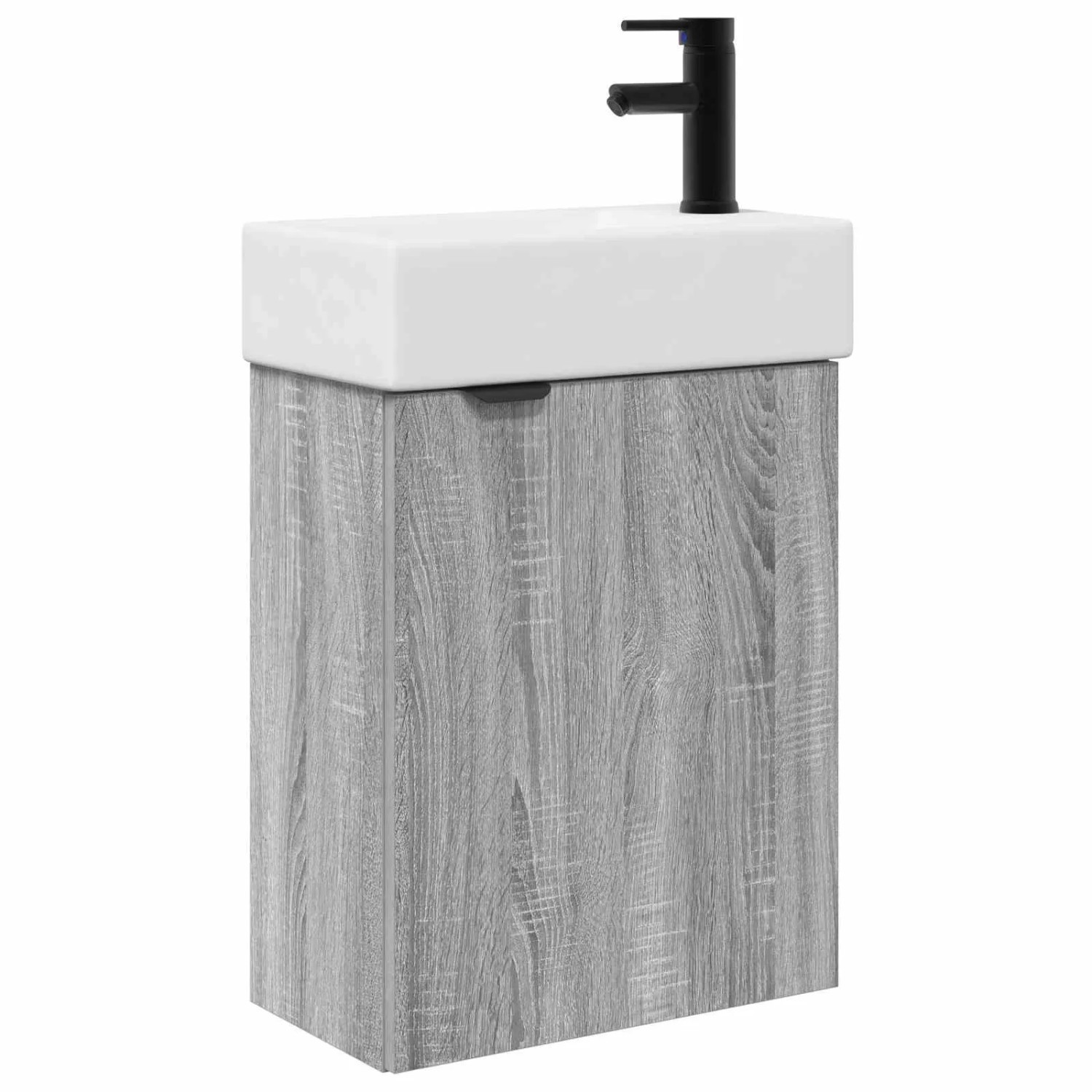 vidaXL Badezimmer Waschtischunterschrank mit Wasserhahn Sonoma-Grau 889438