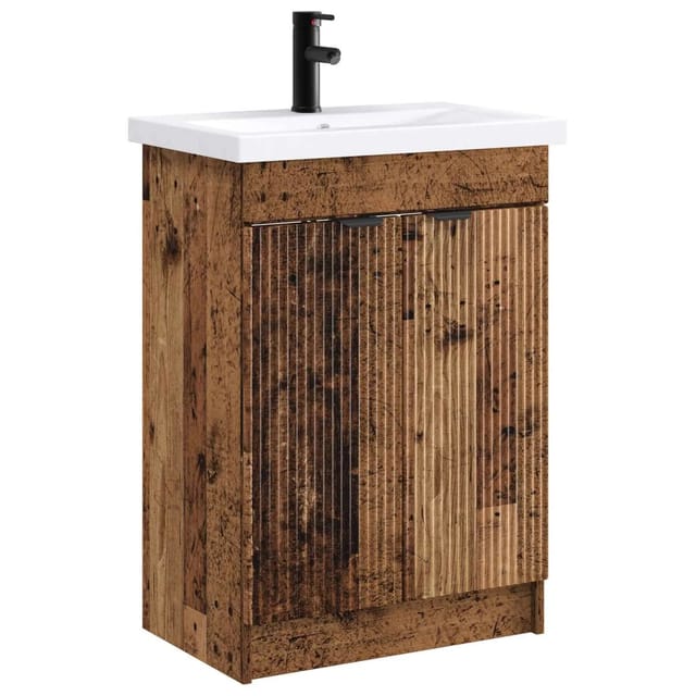 vidaXL Badezimmermöbel-Set Altholz 56 x 37,5 x 81 cm Holzwerkstoff 3404152