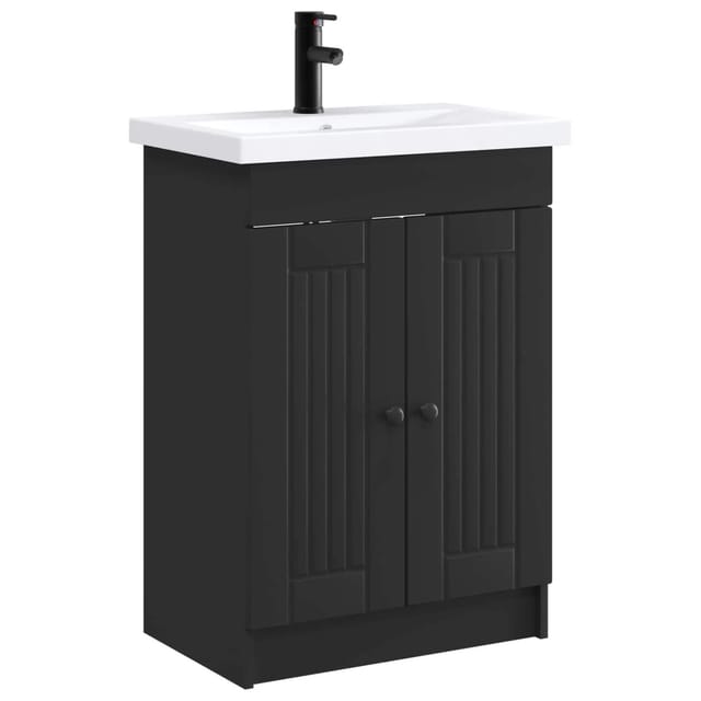 vidaXL Badezimmermöbel-Set Schwarz 56 x 37,5 x 81 cm Holzwerkstoff 3404185