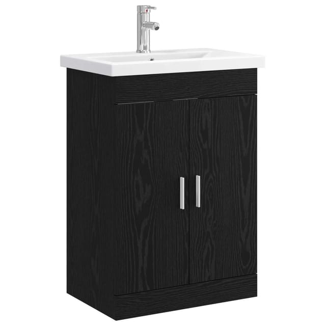 vidaXL Badezimmermöbel-Set Schwarze Eiche 61 x 40 x 84,5 cm 3404351