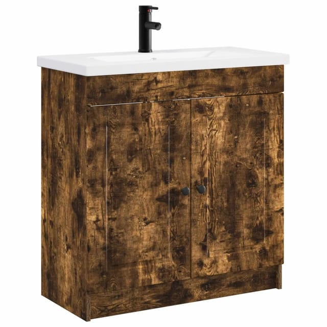 vidaXL Badezimmermöbel-Set Geräucherte Eiche 56 x 37,5 x 81 cm 3404129
