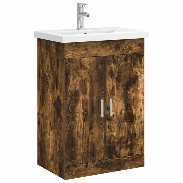vidaXL Badezimmermöbel-Set Geräucherte Eiche 61 x 40 x 84,5 cm 3404354