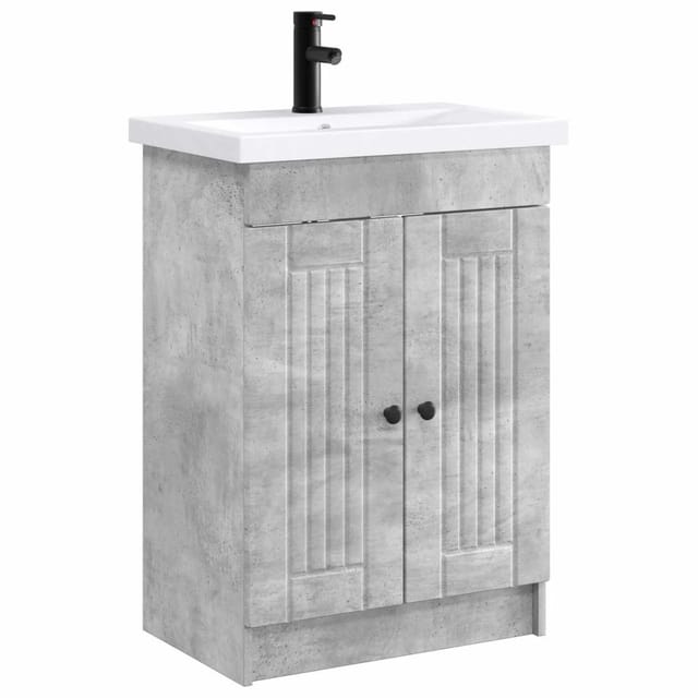 vidaXL Badezimmermöbel-Set Betongrau 78,5 x 37,5 x 81 cm Holzwerkstoff 3404197