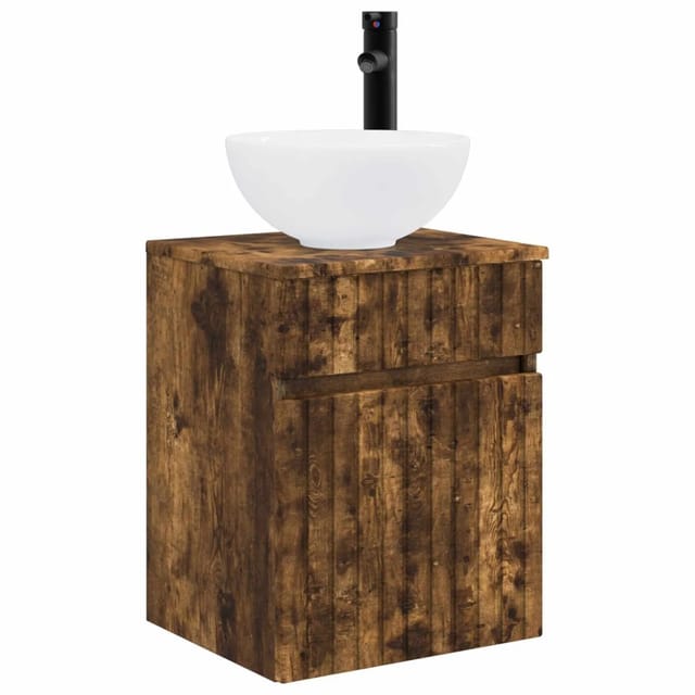 vidaXL Wandmontierte Waschbecken-Vanität Geräucherte Eiche 890547