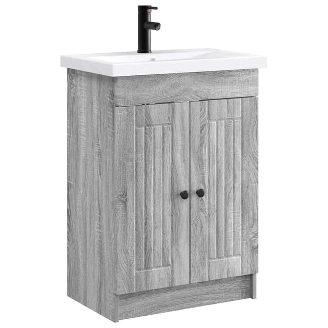 vidaXL Badezimmermöbel-Set Grau Sonoma 56 x 37,5 x 81 cm Holzwerkstoff 3404190