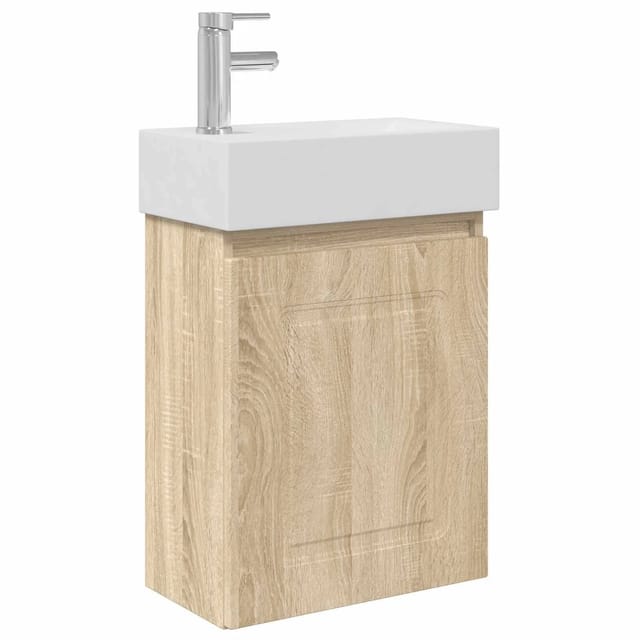 vidaXL Badezimmer Waschtischunterschrank mit Wasserhahn Sonoma-Eiche 889463