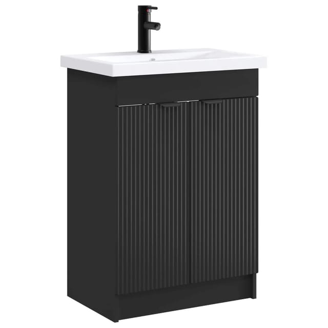 vidaXL Badezimmermöbel-Set Schwarz 78,5 x 37,5 x 81 cm Holzwerkstoff 3404155