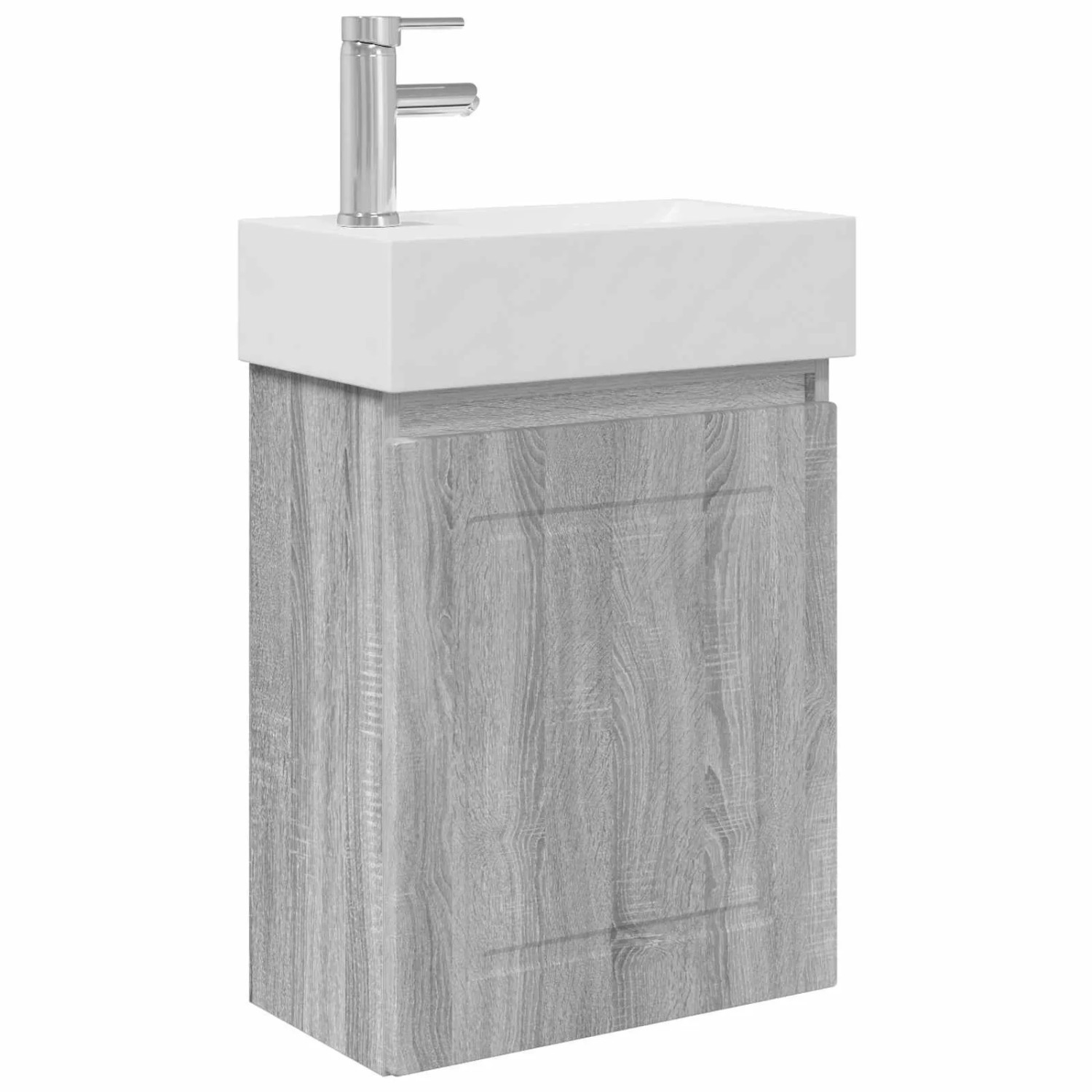 vidaXL Badezimmer Waschtischunterschrank mit Wasserhahn Sonoma-Grau 889507