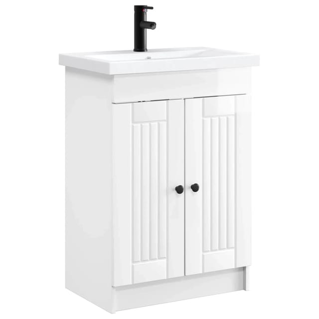 vidaXL Badezimmermöbel-Set Hochglanz Weiß 78,5 x 37,5 x 81 cm 3404198