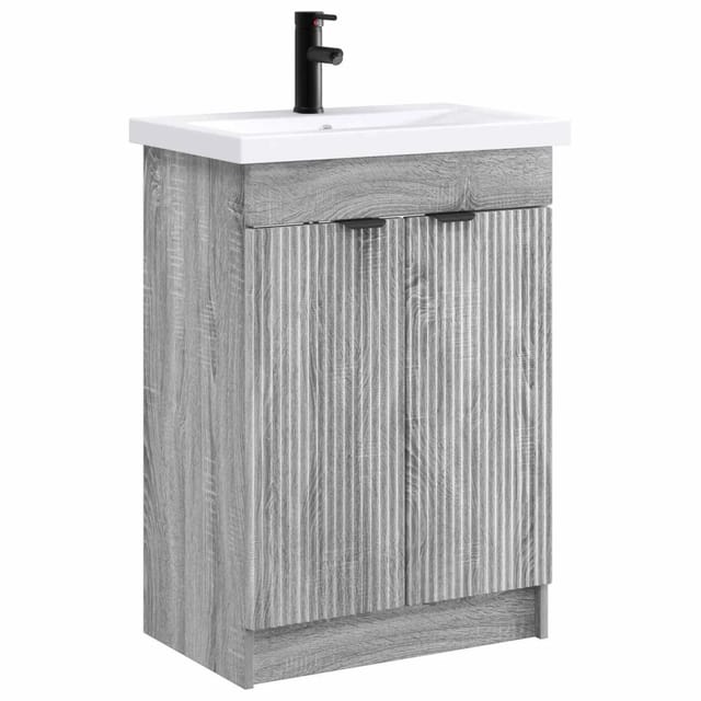 vidaXL Badezimmermöbel-Set Grau Sonoma 78,5 x 37,5 x 81 cm 3404160