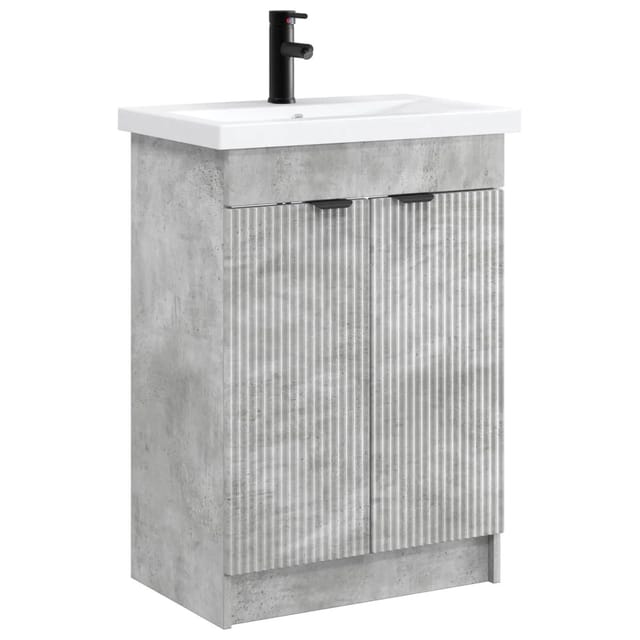 vidaXL Badezimmermöbel-Set Betongrau 78,5 x 37,5 x 81 cm Holzwerkstoff 3404157