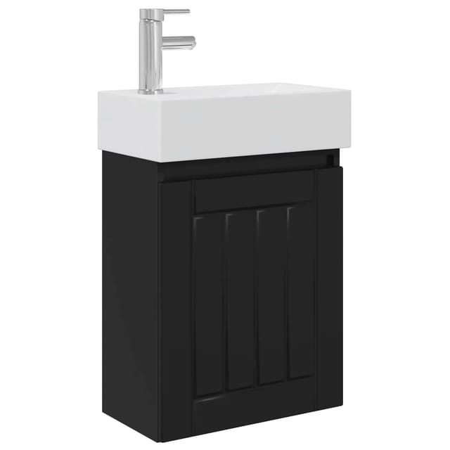 vidaXL Badezimmer Waschtischunterschrank mit Wasserhahn Schwarz 889482