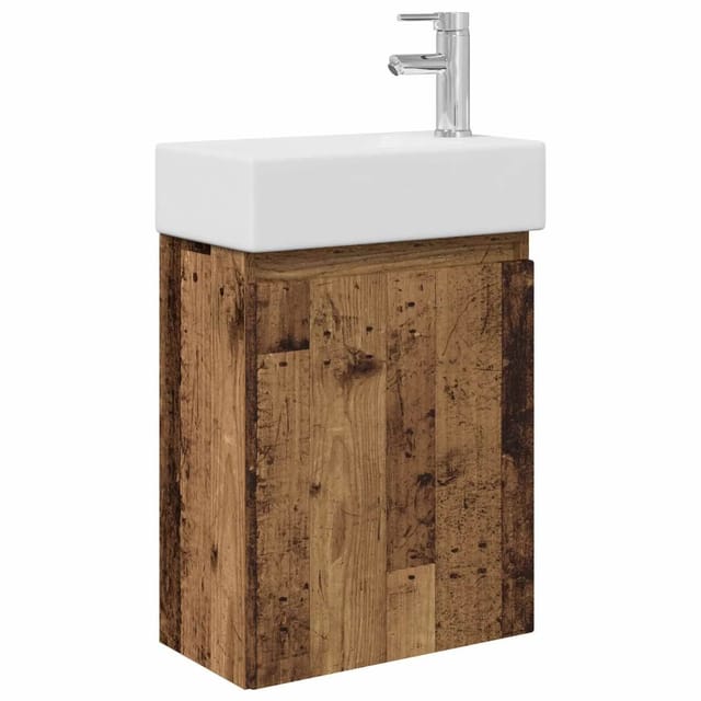 vidaXL Badezimmer Waschtischunterschrank mit Wasserhahn Altholz 889459