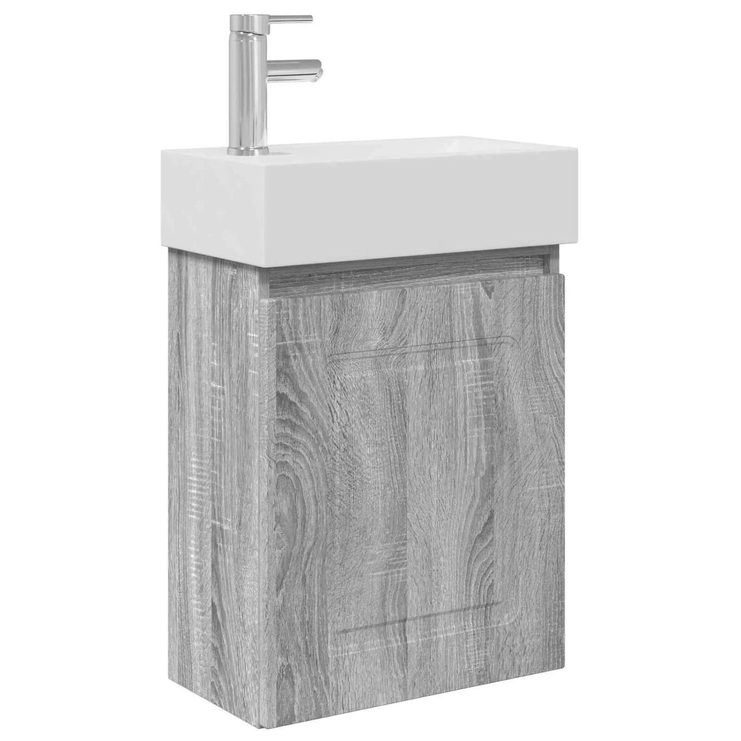 vidaXL Badezimmer Waschtischunterschrank mit Wasserhahn Sonoma-Grau 889467