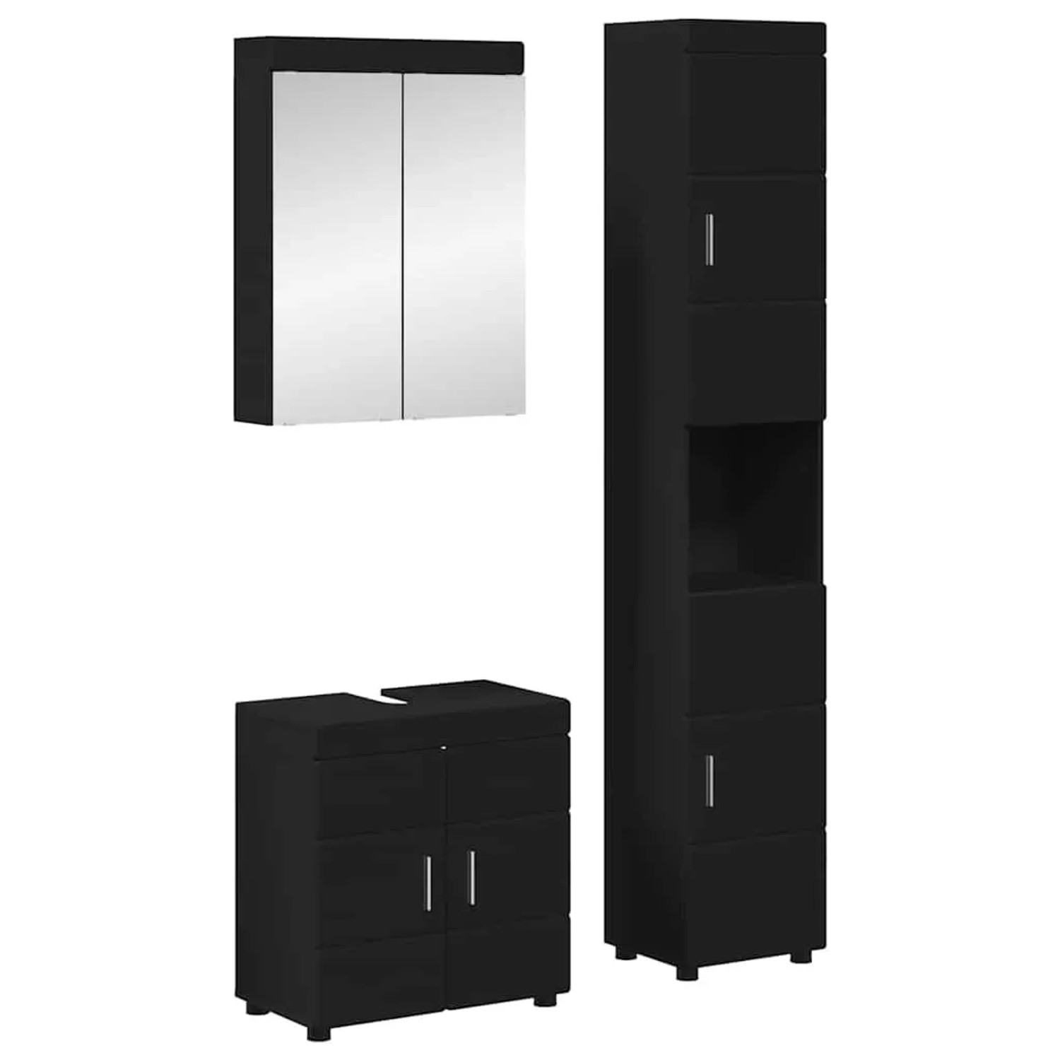 vidaXL Badezimmermöbel-Set TULUM 3 Stk. Schwarz 60 x 34 x 63 cm 3398035