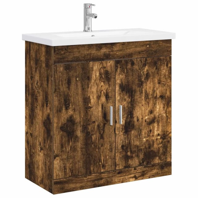 vidaXL Badezimmermöbel-Set Geräucherte Eiche 81 x 40 x 84,5 cm 3404362